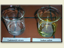 Solutions of cadmium(II) nitrate and sodium sulfide