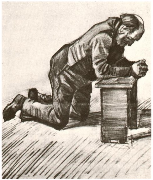 "Old man kneeling in prayer," Vincent van Gogh