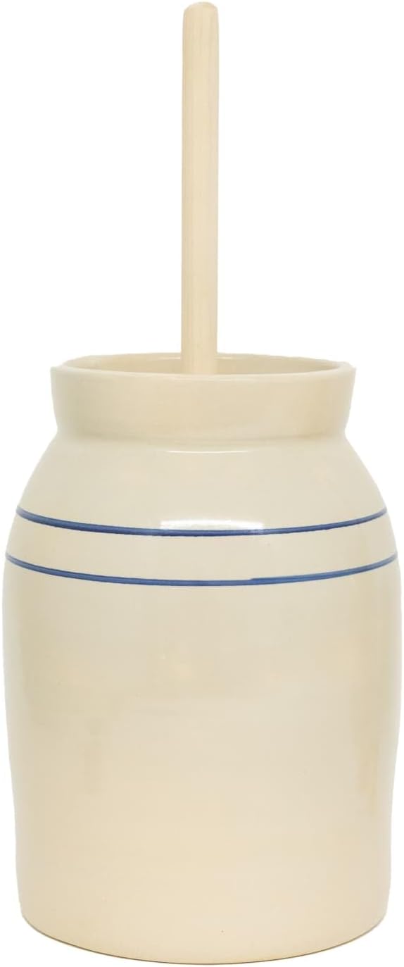 Martinez Pottery Hand-Turned Stoneware Butter Churn, 3 Gallon
