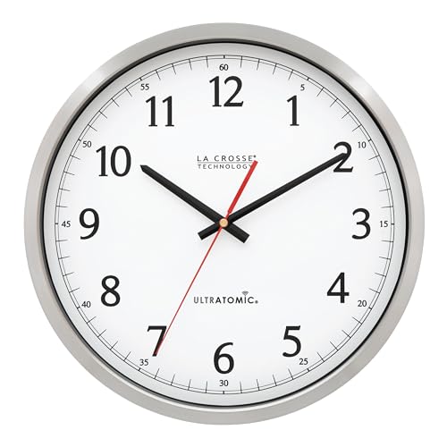La Crosse 14-Inch UltrAtomic Stainless Steel Wall Clock